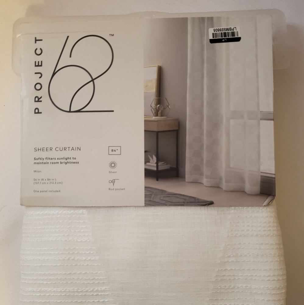 Project 62 Sheer White Polyester Curtain 84" L
